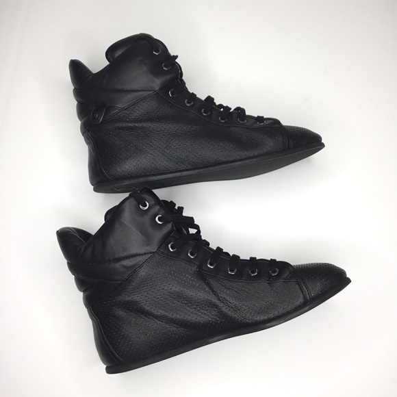{Chanel} Leather Perforated Hi Top Sneaker Size 39 - Picture 6 of 15